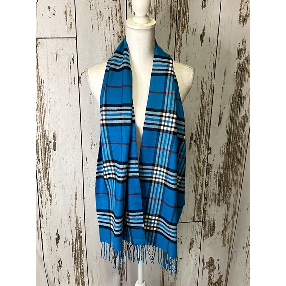 Blue Plaid Scarf - Picture 2 of 3